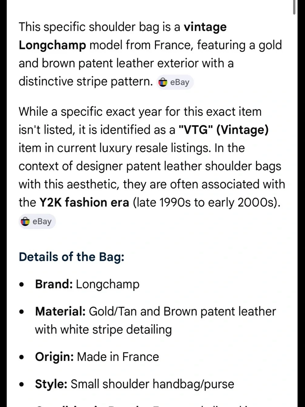 Vintage Longchamp French Gold and Brown Shoulder Bag